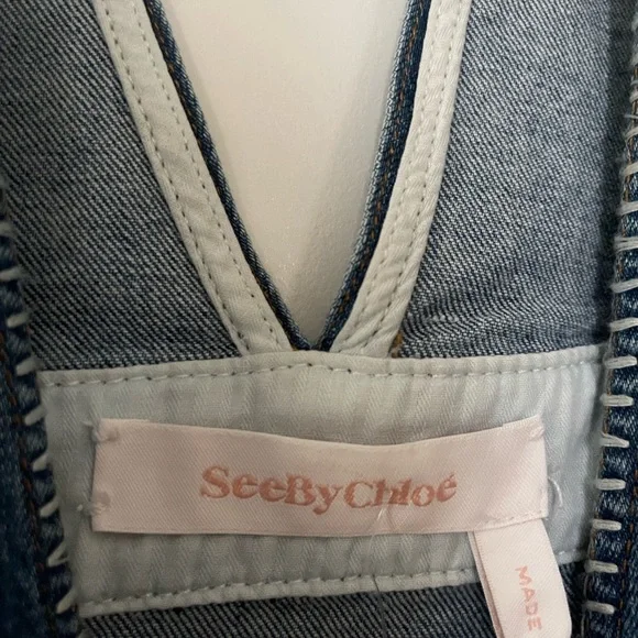 See By Chloé stretch denim mini A-line dress size 44 - Picture 5 of 5